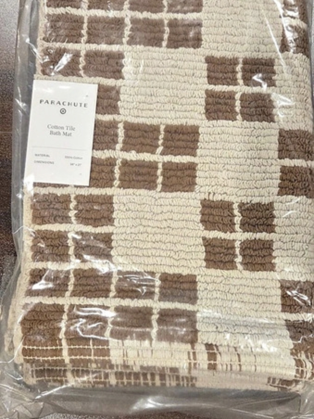 Parachute Cotton Tile Bath Mat Brown & Cream Cotton Bath Mat NWT